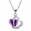 Lujo ligero corazón circona púrpura popular coreano collar corto hermoso colgante de corazón joyería de cobre para mujer fabricantes al por mayor