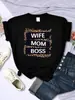 Camiseta de Mujer Estilo Urbano: Camiseta con Estampado de Leopardo y Letras 'Esposa, Mamá, Jefa', Suave y Transpirable, Cuello Redondo, Manga Corta, Top Casual de Verano para Mujer