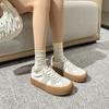 Tênis de treino retrô alemão tênis de sola grossa sapatos brancos versáteis para mulheres 2024 novo tênis de cadarço sapatos argan-34