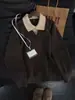 Suéter de Punto Patchwork de Dos Piezas Falsas Estilo Americano con Cuello para Hombre, Suéter Pulóver Simple Versátil de Color Sólido Estilo Coreano para Otoño e Invierno