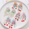 Pendientes de flores de vidrio tejidas con borlas largas de colores de súper hadas, pendientes hechos a mano, tocado, material colgante, venta al por mayor