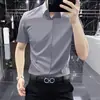 Camisa fina de manga corta para hombre, italiana de alta calidad, sin planchar, antiarrugas, para verano, corte slim, de seda helada, casual de negocios
