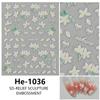 Redanco Nuevos Stickers para Uñas 5D en Relieve Estilo Ins Flor Ligera Adhesivos Estéreo para Uñas He-1034