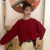 Venta al por mayor, jersey holgado de estilo coreano de primavera y otoño, camiseta de manga larga con farol para estudiantes, camisa de fondo de color liso para mujer, top a juego.