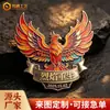 Insígnia de Metal Fênix de Fogo Insígnia Personalizada de Liga de Zinco Esmaltada Placa de Nome Medalha Produção Emblema Escolar Pino