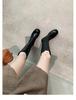 Outono/Inverno 2025 Novo Estilo Zíper nas Costas Vintage Bico Redondo Desgastado Cano Alto Emagrecedor Botas Longas Femininas Versáteis Botas de Equitação com Solado Grosso