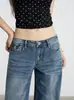 Jeans Feminino Lavagem Americana Cintura Baixa Micro Flare Outono 2027 Novo Estilo Solto Emagrecimento Caimento Calça Wide Leg
