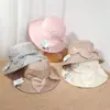 Chapéu Estilo Coreano para Mulheres, Chapéu de Pescador Respirável com Proteção Solar para Primavera e Verão, Chapéu de Tecido Fashion com Laço, Novo Chapéu Bucket Versátil