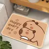 Tapete de Banheiro de Lama de Diatomáceas Capivara Fofa de Desenho Animado Absorvente Secagem Rápida Antiderrapante Tapete de Entrada