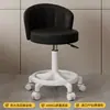 Banco de Beleza com Levanta e Gira e Rodinhas Deslizantes, Banco Redondo para Manicure, Maquiagem e Cabeleireiro, Cadeira com Encosto, Banco de Trabalho Grande, Especializado para Salões de Beleza