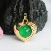 Pingente de Cabana de Ágata Verde Imperial Natural Guan Yu Colar Calcedônia Amarela Estilo Étnico Atacado Dropshipping S3110605