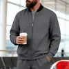 Chaqueta de Primavera y Otoño Americana Transfronteriza 2025 para Hombre con Cuello Alto, Color Sólido, Deportiva Casual, Cremallera, Manga Larga, Top, Abrigo para Hombre