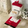 Funda de inodoro de Papá Noel más alfombrilla para pies más funda para tanque de agua + set de pañuelos decoración navideña de 3 piezas
