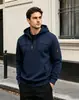 Sudadera con capucha para hombre, estilo primavera/otoño, forro polar, con bolsillos con cremallera, ropa deportiva casual, color liso, estilo pullover