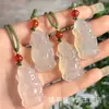 Colgante de Ágata Calcedonia Estilo Pareja Colgante de Jade Guanyin Buda Amuleto de Paz Calcedonia Ruyi Collar de Ágata
