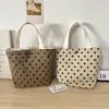 Bolso de Mano Retro de Pana con Lunares Bolso Tote para Estudiante Literario Lona Gran Capacidad Bolso para Almuerzo de Mamá Bolso para Lonchera