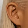 Pendientes de Estrella de Ocho Puntas de Plata de Ley S925 con Diseño de Espiral Interno para Mujer, Estilo Transfronterizo Popular Europeo y Americano, Clavijas para Perforación de Hélice de Oreja con Base Plana