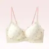 Sujetador de Espalda Invisible para Mujer con Tirantes Finos, Sujetador para Niñas con Efecto Elevador y Anticaída, Sujetador Push-Up Pequeño con Gelatina Floral para Busto Pequeño
