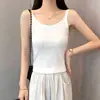 Camisola de Tricô Canelado para Mulheres, Verão Slim Fit, Novo Design Color-Blocking, Peça de Sobrepor Emagrecedora, Sem Mangas, Anti-Exposição