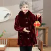 Ropa de Abrigo de Algodón Terciopelo de Visón, Piel Sintética, Ropa de Abrigo de Abuela, Abrigo de Invierno de Algodón Acolchado y Engrosado de Longitud Media para Madres Mayores
