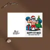 Juego de tarjetas de felicitación navideñas de Amazon, fútbol, Santa Claus de dibujos animados estilo australiano, tarjeta plegable con bendición festiva