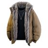 Estilo Novo Inverno 2025 Zhaoshandiao Retrô Americano Gola Alta Jaqueta de Algodão Forrada com Lã Moda Gola Alta Jaqueta de Algodão Roupa Masculina
