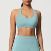 Sujetador Deportivo Transfronterizo de Color Sólido Sin Costuras Hermoso Espalda Ajustada Alta Elasticidad Ajustado de Tirante Halter para Correr Fitness Yoga para Mujer