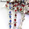 Corrente de solda de strass de vidro em forma de gota d'água multicolorida corrente de código para vestido de noiva roupas acessórios DIY sapatos e chapéus corrente de diamante decorativa
