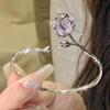 Pulsera Rosa Espina Circonita Púrpura Estilo Nicho ins Temperamento Simple Pulsera de Alto Nivel Estilo Cool Combinable Pulsera