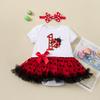 Roupas Transfronteiriças para Recém-Nascida Vestido de Festa de Aniversário Vestido Vestido de Manga Curta Elemento Joaninha Conjunto de Duas Peças