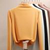 Camiseta Base Cálida de Terciopelo con Cuello Mock para Mujer Otoño e Invierno Nuevo Ajuste Entallado Adelgazante Combinable Top 2024 Camiseta de Manga Larga
