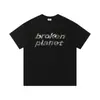 25Fw Passarela Espacial Espuma Estampada Rua Alta Solta Gola Redonda Par de Camiseta de Manga Curta Verão