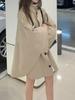 Jaqueta corta-vento estilo capa Ruyi Sydney Design Casual Solta Gola alta Feminina Comprimento médio Xale Outwear