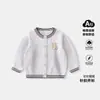 Estilo Nuevo Primavera y Otoño Unisex Color Sólido Cuello Redondo Suéter de Punto de Algodón Top de Punto para Bebé Chaqueta Cárdigan de Primavera para Niños