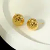 Ouyini Xiaohongshu Transmisión en Vivo Más Vendidos Pendientes Tritura Hielo Plata de Ley 925 Chapado en Oro para Mujer Brillantes Escama de Dragón Bolas Redondas Clips para Orejas