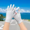Luvas de Proteção Solar para Homens e Mulheres Finas Seda Gelo Respiráveis Dirigir Andar Pescar Meio Dedo Colheita de Chá Nail Art Vazamento 25 Dedos