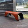 Silla de ocio de plástico reforzado con fibra de vidrio, asiento de centro comercial, taburete largo para exteriores, taburete de parque con imitación de madera, taburete de calle comercial, hermoso Chen