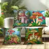Funda de Almohada Popular Roja Grande con Diseño de Hongo y Mariposa Temática de Bosque Transfronteriza para Oficina, Dormitorio, Decoración de Coche, Cubierta de Almohada para Sofá