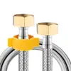 Mangueira de Metal Trançada de Aço Inoxidável 304 Tubo com Bico de Cobre Torneira Entrada de Água Quente e Fria Tubo de Conexão para Aquecedor de Água Banheiro 4 Pontos