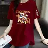 Comercio electrónico transfronterizo pedido final marca grande etiqueta cortada mostrador comercio exterior ropa de mamá para mujer camiseta de manga corta suelta con estampado de dibujos animados top