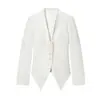 Moda Europea y Americana Transfronteriza para Mujeres: Elegante Blazer Asimétrico de Corte Ajustado con Cinturón de Corbata y Cuello en V