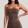 Comércio eletrónico transfronteiras: Estilo europeu e americano, justo, sem alças, design sexy nas costas, ombro a ombro, top fitness sem mangas, roupa de yoga, top esportivo para mulheres