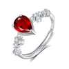 Anillo de Granate Amatista Natural Plata S925 Incrustado Piedra Natural Anillo de Nicho Popular en Xiaohongshu Fabricante Mayorista