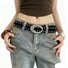Cinto Vintage com Tachas Estilo Maillard para Mulheres, Emagrecedor e Valorizador da Cintura, Adequado para Combinar com Saias, Exala uma Vibe Estilosa de Menina Americana Hot, Em estoque
