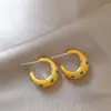 Pendientes de Aro C con Lunares Amarillos para Mujer 2025 Nuevo Estilo Caliente Pendientes de Lujo Accesible Exquisitos Pendientes de Nicho