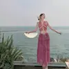 Sessão de Fotos de Fada Estilo Francês Bikini de Luxo Férias na Ilha Manga Longa Dividida Revelando a Cintura Roupa de Banho de Fonte Termal