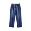 Novos jeans de perna larga masculinos para outono e inverno, marca moderna estilo americano, calças compridas casuais de perna larga com caimento para adolescentes