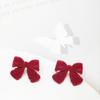 Pendientes Dulces de Terciopelo con Lazo de Aguja de Plata 925 Versátiles Pendientes para Mujer Tendencia ins Coreana Otoño e Invierno Nuevos Pendientes de Felpa