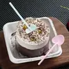 Colheres descartáveis em formato de coração coloridas espessas coração pequeno pá pá para sobremesa pudim colher de pá queijo sundae bolo colher pequena