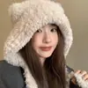 Nuevo Sombrero de Peluche para Otoño e Invierno, Lindo Sombrero Cálido con Orejas de Oso de Peluche, Protección para los Oídos, Circunferencia de Cabeza Grande Sombrero Pico de Trueno
